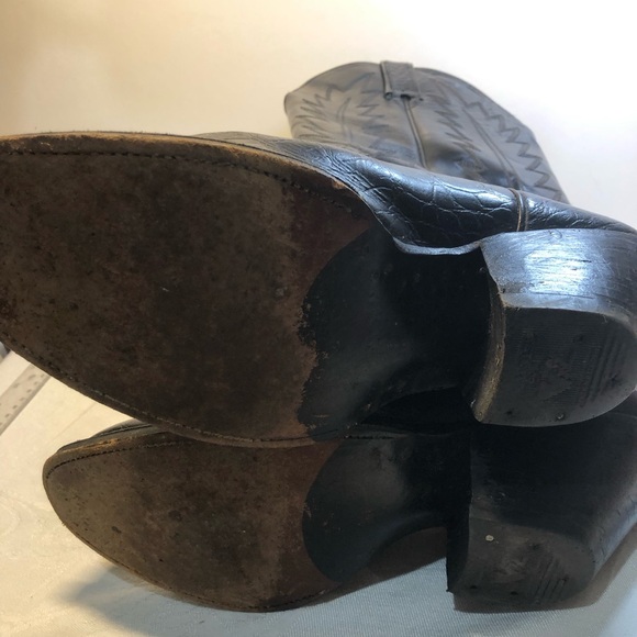 Siete Legas Cowboy Western Boots made in Mexico Leather Men’s Size 9 Black - Picture 5 of 16